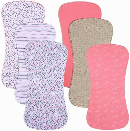 6 Pack Cotton Baby Burp Cloths Extra Absorbent Soft for Baby Boys and Girls