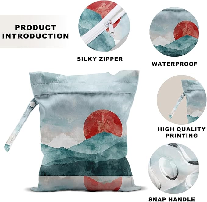 2 Pcs Travel Laundry Bags - Waterproof Reusable with Handle,Wet Bag 12x10 Inch, Washable Dirty Clothes Bags for Travel, Wet & Dry Use, Bathing Suit & Gym Clothes Laundry, Swimming Pool & College Dorm