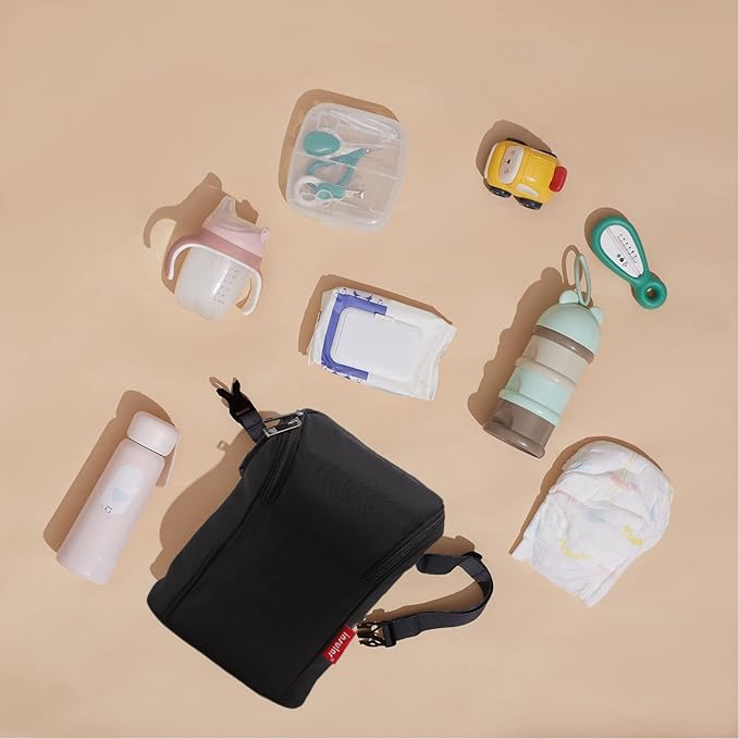 Garosa Breastmilk Bottle Thermal Bag Breastmilk Cooler Bag Bottle Storage Bag Insulation Tote Pouch Stylish Large Capacity for Nursing Mom Daycare Lunch(Black)