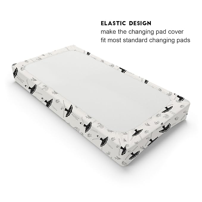Pink Ballet Baby Changing Table Pad Covers for Girls 32''x16'' Ballerinas Dancing Fitted Diaper Change Table Sheets Dancer Ballet Girls Sports Soft Breathable Nursery Baby Changing Table Mats Black