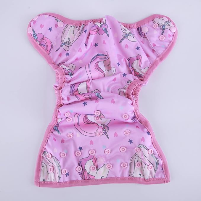 Baby Diaper Cover Nappy One Size 8lbs to 36lbs for Girls (Pink Horse)