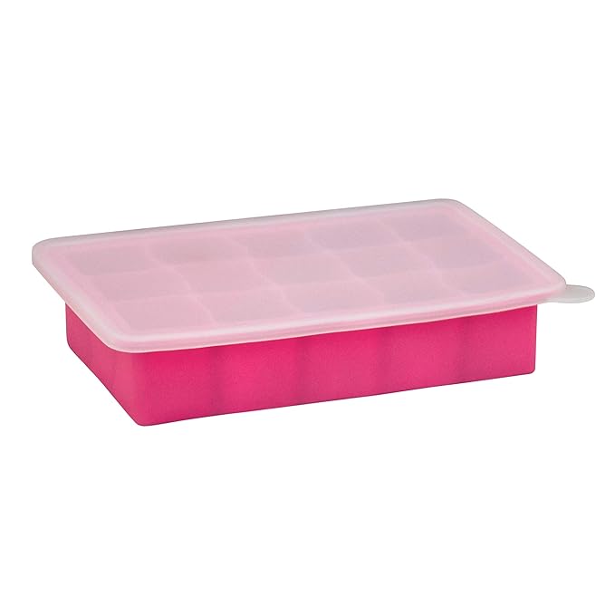 green sprouts Fresh Baby Food Freezer Tray made from Silicone | Perfectly portioned for baby's first feedings | Clear lid for covering food & stacking trays, Flexible for easy removal, Dishwasher safe