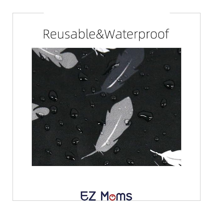 EZ Moms 3 Pcs Waterproof Wet Bag with Two Pockets Reusable Wet Dry Bag Baby for Cloth Diapers, Travel Dirty Clothes, Breast Pump Parts, Swimsuit, Beach, Pool Wetbag Zipper Pouches for Organization