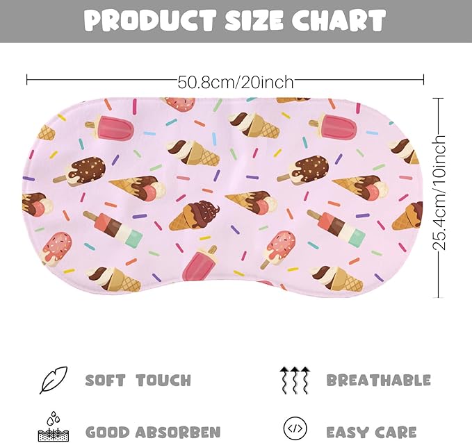 5 Pack Baby Burp Cloths for Girls, Soft Cotton, Pink Ice Cream Theme Design, Super Absorbent Baby Burping Cloths for Newborns, Machine Washable and Reusable Baby Spit-Up Cloths