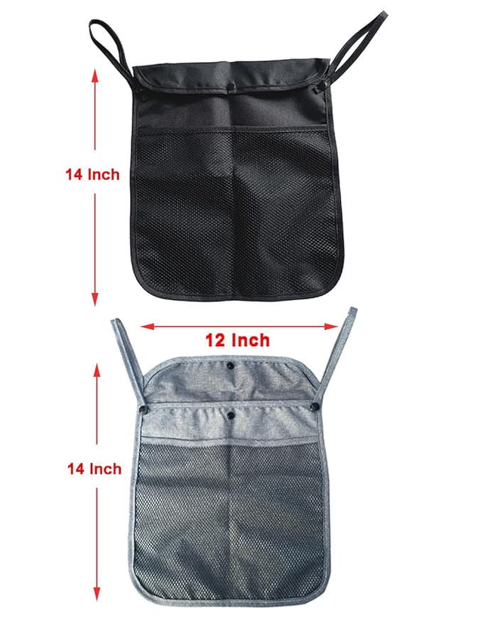 2PCS Pack Baby Stroller Organizer, Umbrella Stroller Organizer,Two compartment,with front mesh pockets, holder for water bottles, diapers wipes and folded up when folded the stroller. (Black+Grey)