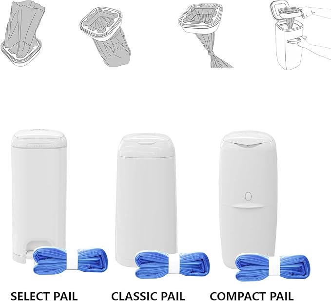 Pack of 9 - Diaper Pail Refills Bags Compatible with Diaper Genie Square Pails Diaper Pails Refills