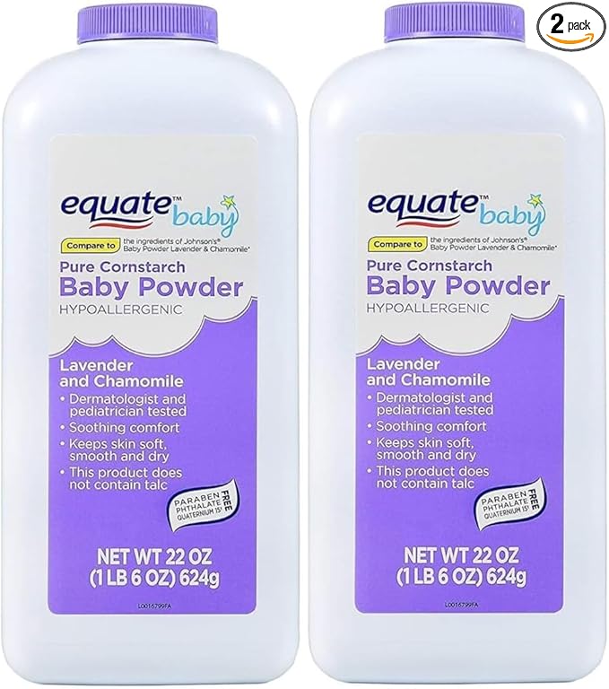 Pure Cornstarch Baby Powder with Lavender and Chamomile (2 Pack)