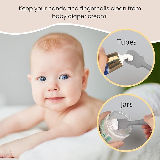 2 Pack Baby Diaper Cream Brush, Diaper Cream Spatula Applicator Silicone Baby Butt Paste Spatula for Babies, Newborn (Gray, Blue)