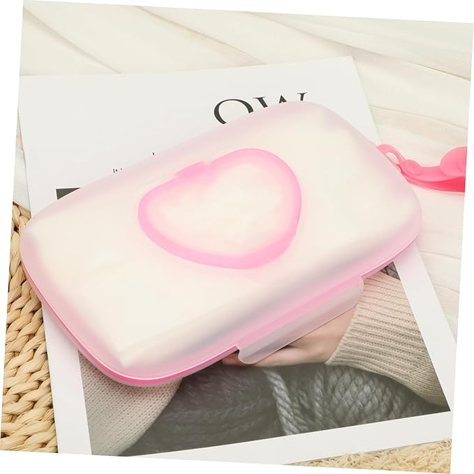 Healeved Baby Wipes Dispenser: On- The- Go Wipes Dispenser Travel Wipes Case Baby Wipe Holder Outdoor Stroller Wet Wipes Box Portable Refillable Wipes Container Pink