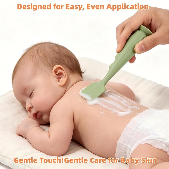 Diaper Cream Spatula 4 Pack,Soft Baby Butt Spatula baby diaper cream Applicator,Convenient Diaper Rash spatula,Silicone Butt Paste spatula Brush (2 Large 2 Small)