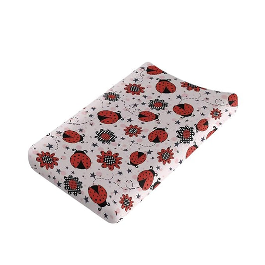 Cute Changing Pad Cover for Baby Ladybug Diaper Change Table Covers with Elastic Edge Easy to Install Baby Nursery Diaper Changing Pad Sheets Gift for Holiday