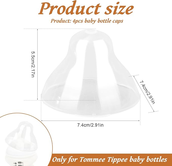 4pcs Baby Bottle Lids Replacement for Tommee Tippee, Leakproof Seal & BPA-Free Caps Replacement Designed for 5oz and 9oz Bottles