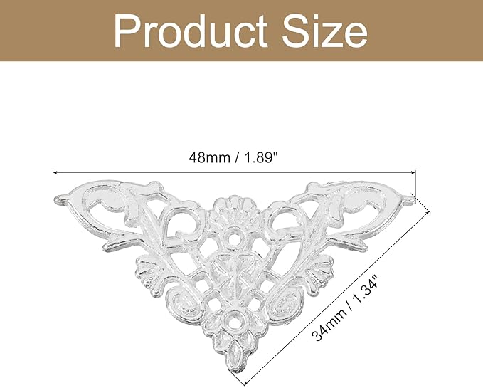 uxcell Metal Corner Protector, Furniture Decorative Edge Cover, Album Corner Protectors Covers for Box Wooden Case Table Desk, 4 Pcs, 34mm White