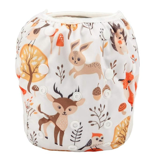Baby Swim Diaper Nappy Pants Reusable Adjustable 0-2 Years Old Toddler Small (Small, Baby Deer)