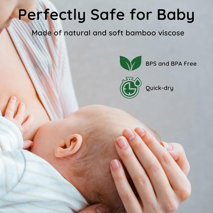 Organic Nursing Pads - 14 Washable Viscose Derived from Bamboo Breastfeeding Pads, Reusable Breast Pads for Breastfeeding, Nipple Pads with Wash Bag (3-Layers, Pastel Touch, 3.9")