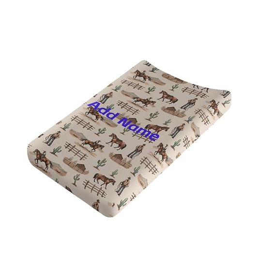 Custom Baby Changing Pad Cover Western Cowboy Horse Diaper Table Change Mat Sheet Cover Personalized Changing Table Covers for Boys Girls
