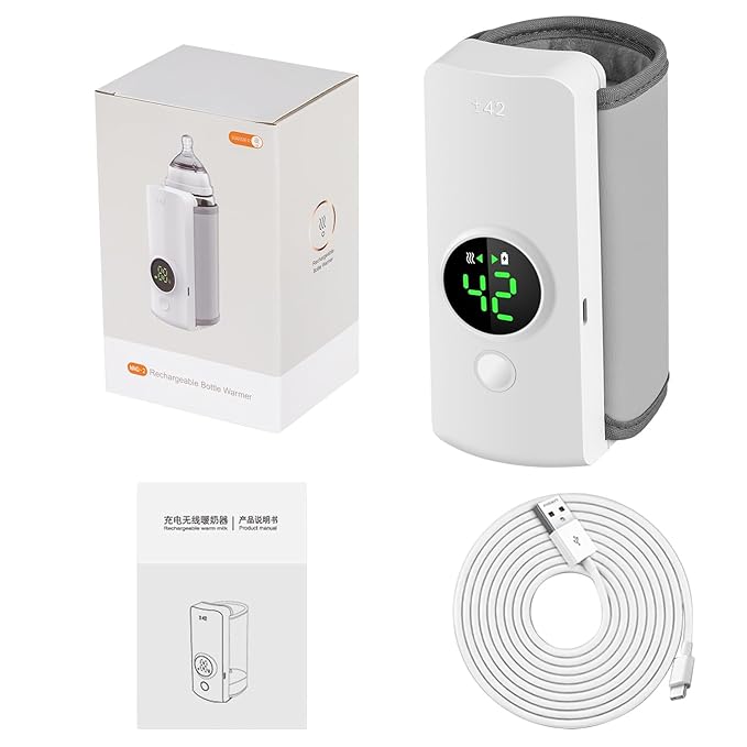 Portable Bottle Warmer, Rapid Warming with Battery-Powered Temperature Display for Travel, Waterless Milk Warming for Comfortable Baby Feeding On The Go