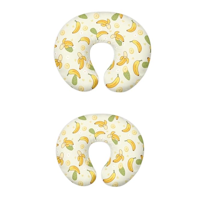 Banana and Cute Leaf Nursing Pillow Cover for Baby Boy Girl Newborn U-Shaped Breastfeeding Pillowcase Cushion Cover Stain Resistant and Not Easy to Fade