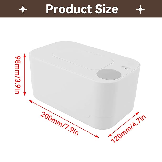 Baby Wipe Warmer and Baby Wet Wipes Dispenser, Refillable Constant Temperature Wipe Warmer, Portable Wipe Warmer USB Heating Wipe Case (White)
