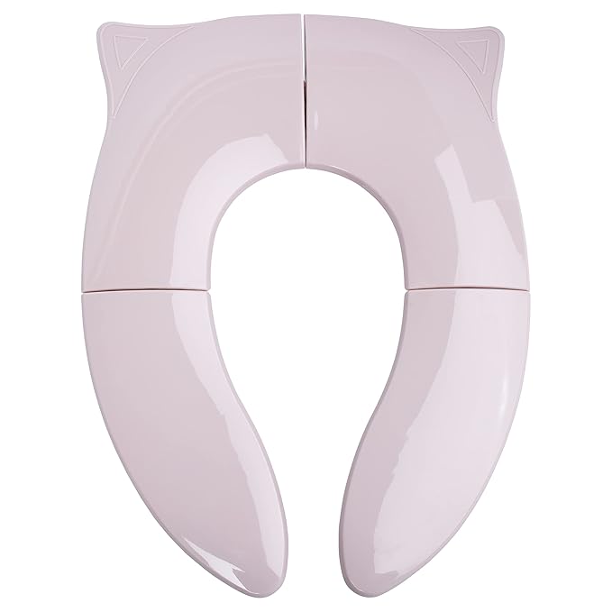 THREE LITTLE TOTS - Modern and Safe Portable Potty Seat, Blush Pink Folding Travel Potty Training Seat for Girls and Boys, Fits Round and Oval Toilets, On The go or at Home, Includes Travel Bag