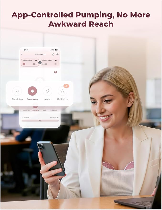Momcozy Wearable Breast Pump, Hands Free Upgraded Mobile Flow | M9, App Discreet Control with Personalized Multi-Modes & 15 Levels, Wearable Breast Pump 24mm, 1 Pack Cozy Red