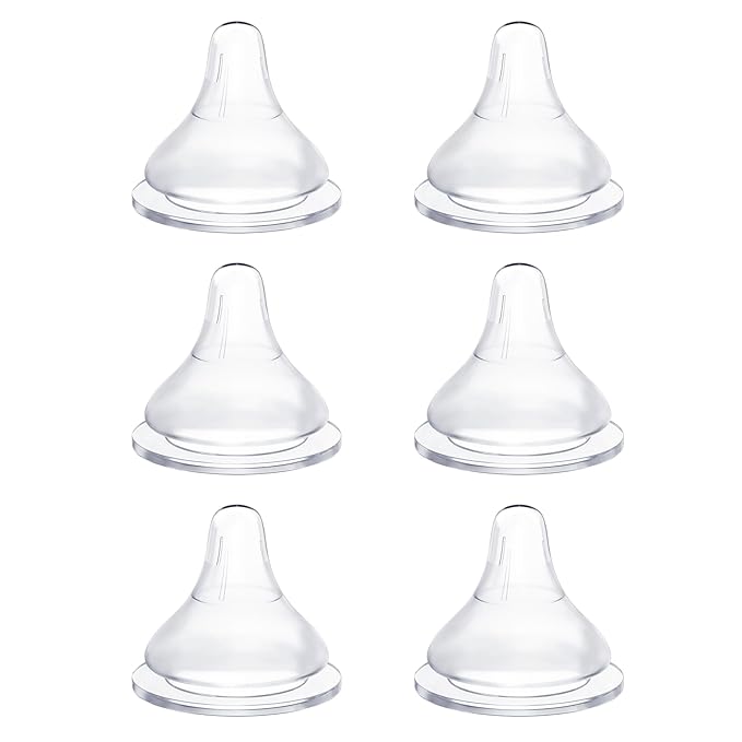 Silicone Bottle Baby Feeding Nipples Compatible with Lansinoh Bottles, Replacement Soft Nipple for Baby 0+ Months, Anti-Colic, BPA-Free, Extra Slow Flow, Size SS, 6 Count
