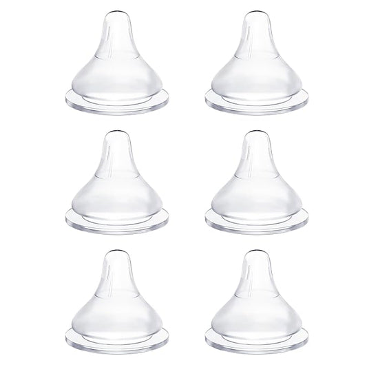 Silicone Bottle Baby Feeding Nipples Compatible with Lansinoh Bottles, Replacement Soft Nipple for Baby 6+ Months, Anti-Colic, BPA-Free, Fast Flow, Size L, 6 Count
