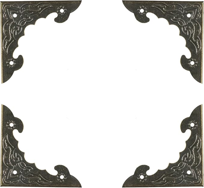Geesatis Corner Hardware 2.2" X 1.6" Iron Decorative Corner Protector Corner Bracket Protector for Box Table Desk, with Mounting Screws, Bronze, 30 Pack