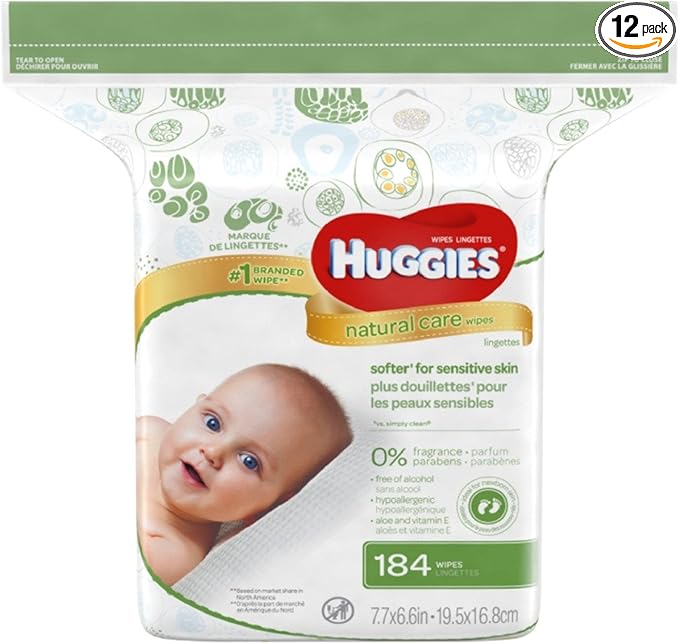 HUGGIES Natural Care Fragrance-Free Wipes 184 ea (Pack of 12)