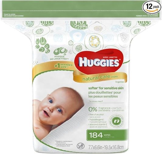HUGGIES Natural Care Fragrance-Free Wipes 184 ea (Pack of 12)