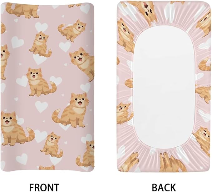 Cartoon Cats Changing Pad Cover for Baby Stretchy Changing Table Cover Breathable Diaper Changing Mat Cover Fit 32"x16" Contoured Pad