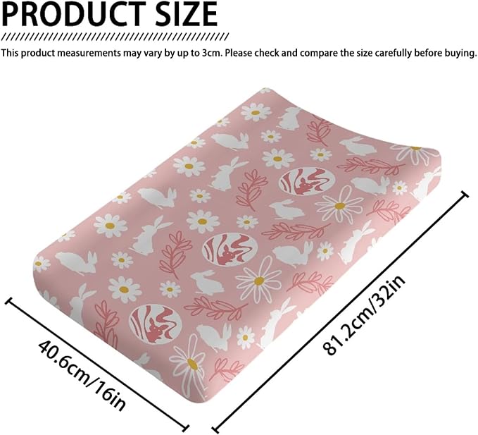 Bunny Floral Changing Pad Cover Soft Diaper Changing Mat Cover for Baby Stretchy Universal Tray Table Mat Table Sheets Easter Decor