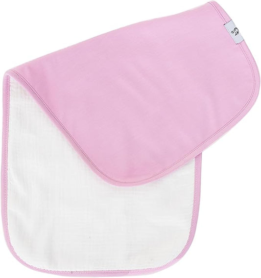 Premium Baby Burp Cloths, Extra Soft Spit Up Rags with 3 Absorbent Layers, 21" x 10" Size, Pink Tint