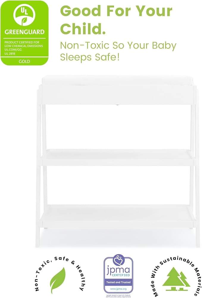 Delta Children Scout Changing Table - Greenguard Gold Certified, Bianca White