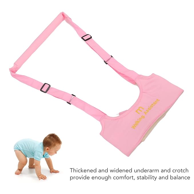 Baby Walking Harness, Absorbent Kids Walker Helper Skin Friendly Prevent Getting Lost Adjustable for Infant (Pink)