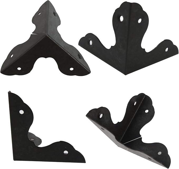 24PCS 1.3” Metal Box Corner Protector, Black Triangle Edge Decorative Case Corner Edge Guard Protector Metal Cabinet Table Edge Cover