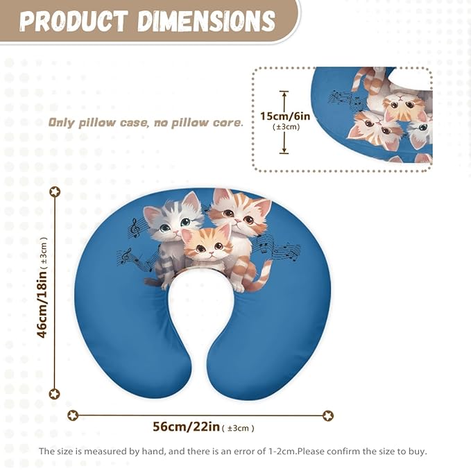 Forchrinse Cute Cat Music Note Nursing Pillow Cover for Baby Girls Breastfeeding Pillow Case Nursing Pillow Slipcover Easy to Care