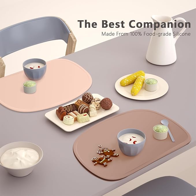 Cuddle Campus Set of 3 Silicone Placemats with Raised Edges for Kids,Toddlers,Babies, Non-Slip Dinning Table Mat, Baby Eating Mat, Food Mat Set 4