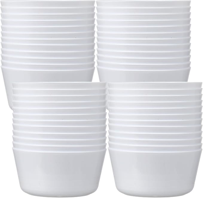 Foaincore 18 Pcs Kids Plastic Bowls 10 oz Cereal Snack Microwave Dishwasher Safe Toddler Bowls Kids Colorful Snack Children Salad Dessert Soup Supplies(White)