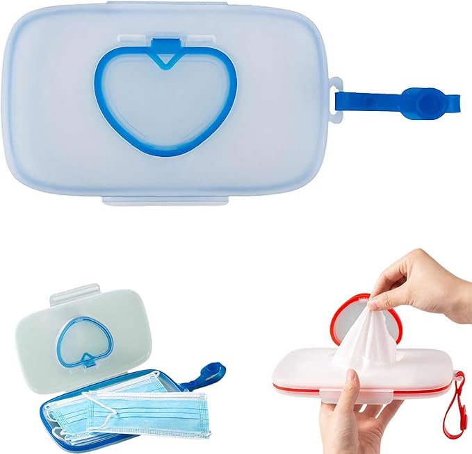 Baby Wipes Dispenser,Tissue Storage Box Case,Portable Wipe Cases Wipe Holder for Baby Adult,Travel Wet Wipe Pouch with Sealing Design Lids,Wipe Container Box for Bathroom Travel (Red)