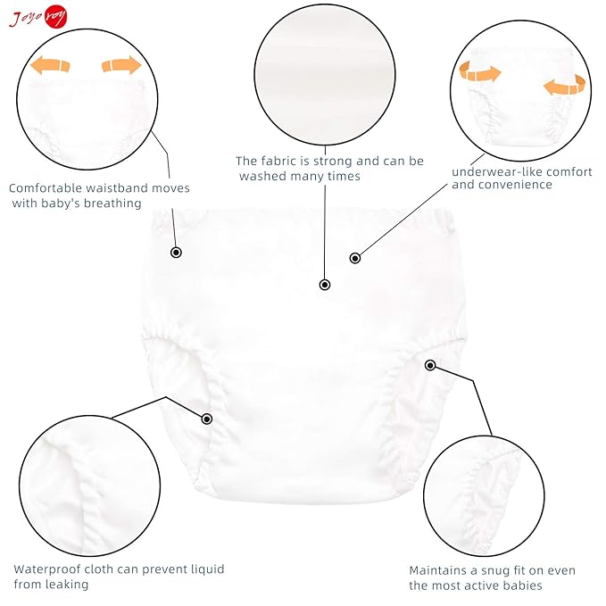 Joyo roy 4Pcs White Diaper Covers for Girls Training Pants Boys Cloth Diaper Cover for Swimming Rubber Training Pants for Toddlers Plastic Underwear for Potty Training Waterproof Rubber Underwear 5T