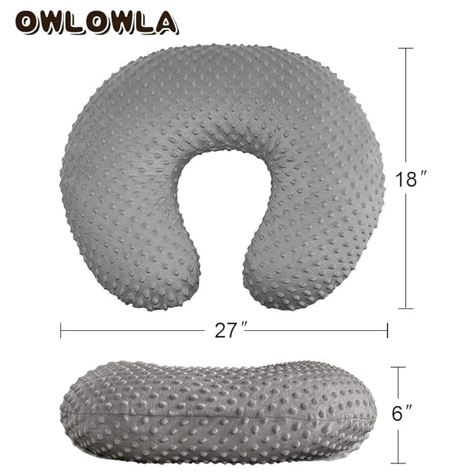 OWLOWLA Nursing Pillow Cover, Breastfeeding Pillow Slipcover Fits Nursing Pillow for Baby Boy Girl(Gray)