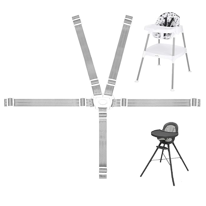High Chair Straps Replacement for Evenflo 4 in 1 high Chair, Replacement Harness Straps Fit for Boon, Baby Trend and Ingenuity high Chair, Universal Adjustable Safety Belt