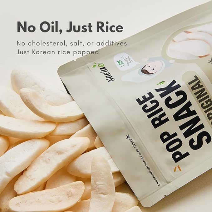 Naeiae Pop Rice Snack for Babies & Toddlers (100% Korean Rice, Naturally Gluten-Free, No Oil) Wholesome Baby Teether Food, Nutritious Finger Snacks for 6 Months to 2 Years, 5-Pack