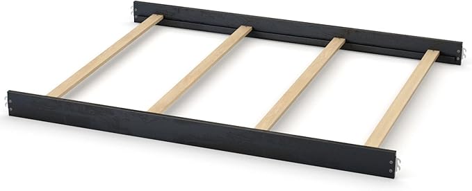 Full-Size Conversion Kit Bed Rails Compatible with Simmons Kids Convertible Cribs by Delta Children - Solid Wood Rail - Toddler & Adult Bed Rail for Full-Size - Nursery Furniture (Black, HOOK-ON KIT)