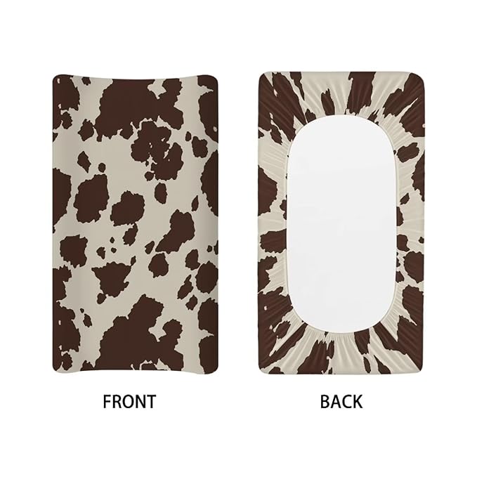 Cow Print Changing Pad Cover Brown Diaper Changing Pad Cover Soft & Breathable Comfy Diaper Change Table Sheets Universal Fit Cradle Mattress Sheets for Baby Girls Boys
