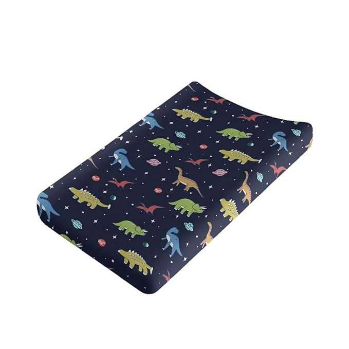 Dinosaur Changing Pad Cover Sheets Portable Changing Pad Covers Fit 32 x 16 Inch Baby Nursery Diaper Change Table Liners Mats for Boys, One Size