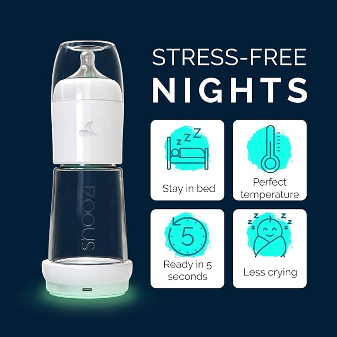 SNOOZI Set of 1 – Baby Night Bottle with Bottle Warmer – Baby Bottle with Integrated Formula Dispenser for Stress-Free Night Feedings (1 Bottle per Night)