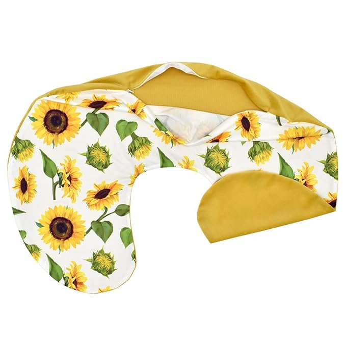 Nursing Pillow Cover Stretchy Pillow Slipcovers for Breastfeeding Moms Two-Sided Design (Sunflower)