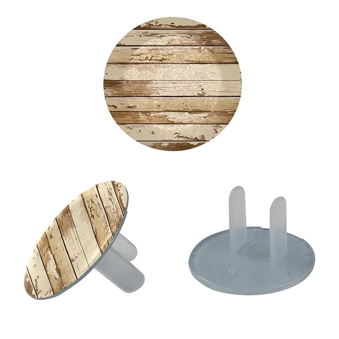 Old Wooden (6) Outlet Covers Baby Proofing Child Proof Plug Covers for Electrical Outlets Easy Install Outlet Plug Covers